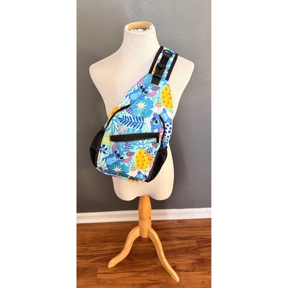 Disney Handbags - Disney Lilo & Stitch Tropical Sling Backpack Blue Crossbody Travel Bag Stitch